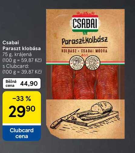 Csabai Paraszt klobása, 75 g, krájená  