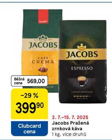 Jacobs Pražená zrnková káva, 1 kg 