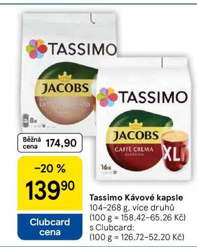 Tassimo Kávové kapsle, 104-268 g, více druhů 