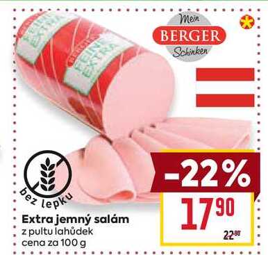 Extra jemný salám z pultu lahůdek cena za 100 g