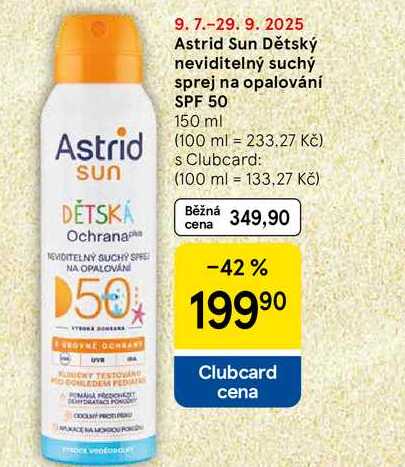 Astrid Sun Dětský neviditelný suchý sprej na opalování SPF 50, 150 ml  