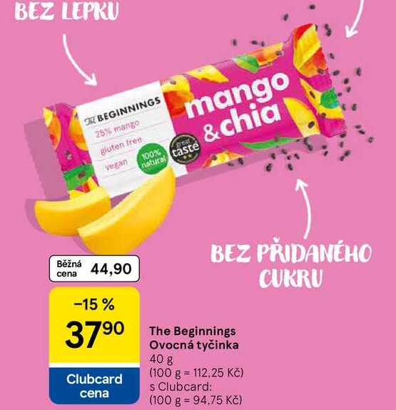 The Beginnings Clubcard cena Ovocná tyčinka, 40 g  
