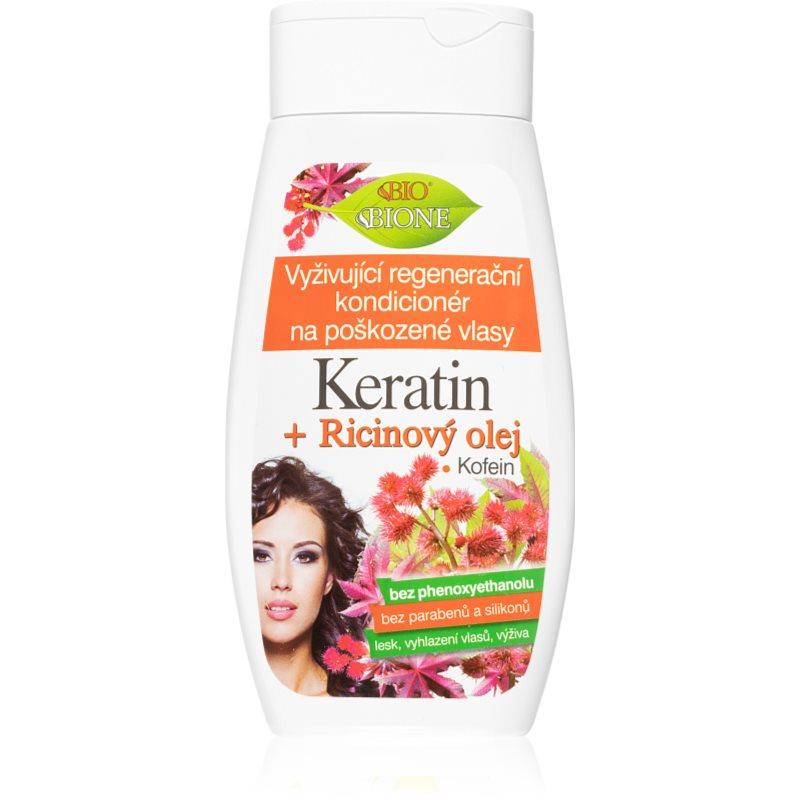 Bione Cosmetics Keratin + Ricinový olej regenerační kondicionér pro slabé a poškozené vlasy 260 ml