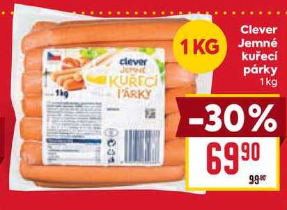 Clever Jemné kuřecí párky 1kg  