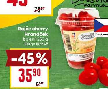 Rajče cherry Hranáček balení, 250 g 