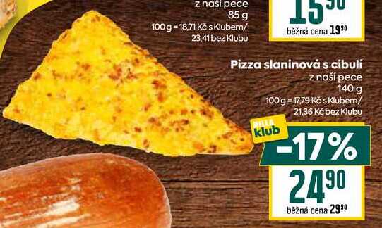 Pizza slaninová s cibulí z naší pece 140 g  