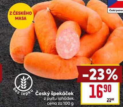  Český špekáček z pultu lahůdek cena za 100 g 