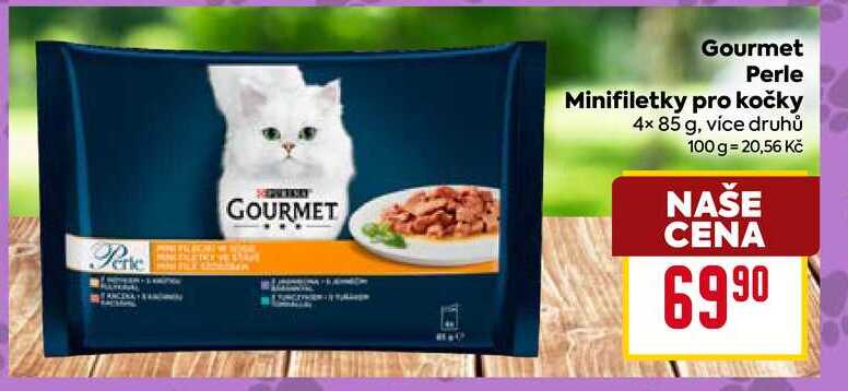Gourmet Perle Minifiletky pro kočky 4x 85 g, více druhů 
