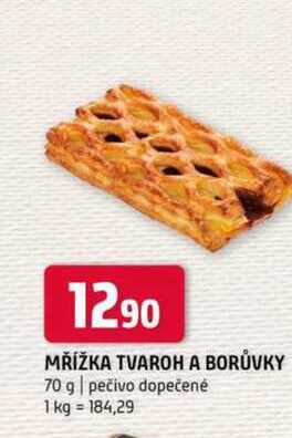 Mřížka tvaroh a borůvky 70 g pečivo dopečené 