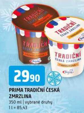 Prima tradiční česká zmrzlina 350 ml vybrané druhy 
