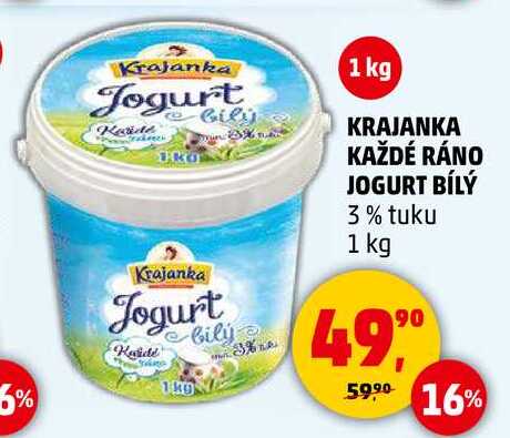 KRAJANKA KAŽDÉ RÁNO JOGURT BÍLÝ 3% tuku, 1 kg  