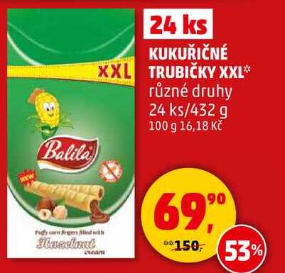 KUKUŘIČNÉ XXL TRUBIČKY různé druhy, 24 ks/432 g 