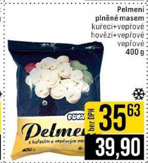 Pelmeni plněné masem kuřecí+vepřové hovězí+vepřové vepřové 400 g