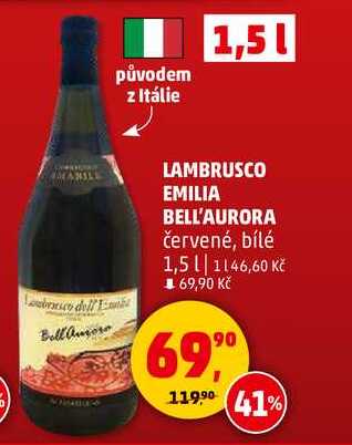 LAMBRUSCO EMILIA BELL'AURORA červené, 1,5 l 