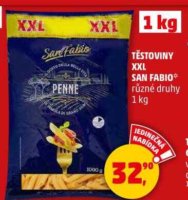 TĚSTOVINY XXL SAN FABIO různé druhy, 1 kg  