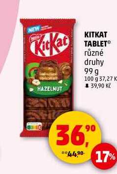 KITKAT TABLET různé druhy, 99 g 