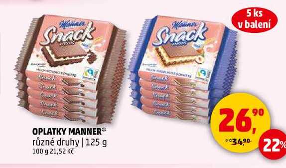 OPLATKY MANNER různé druhy, 125 g
