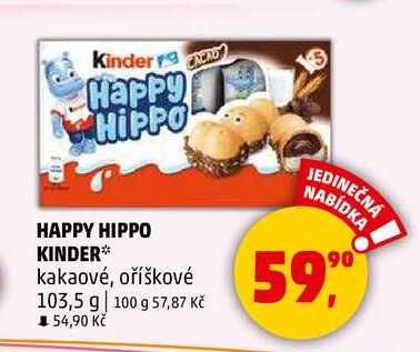 Kinderr Happy Hippo kakaové, 103,5 g