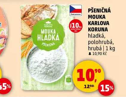 PŠENIČNÁ MOUKA KARLOVA KORUNA hladká, 1 kg