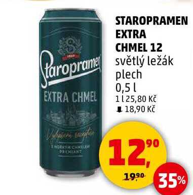 STAROPRAMEN EXTRA CHMEL 12 světlý ležák, 0,5 l 