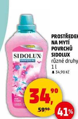 PROSTŘEDEK NA MYTÍ POVRCHŮ SIDOLUX různé druhy, 1 l 