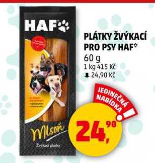PLÁTKY ŽVÝKACÍ PRO PSY HAF, 60 g 