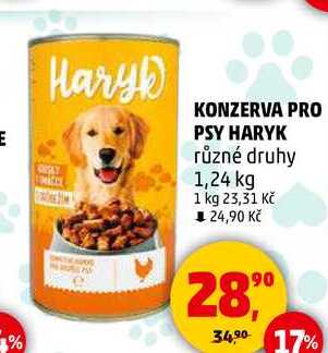 KONZERVA PRO PSY HARYK různé druhy, 1,24 kg 