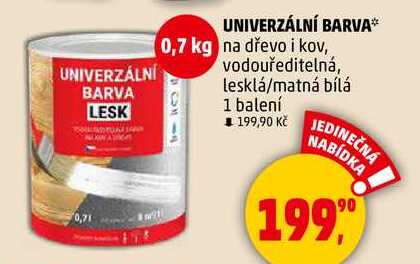 UNIVERZÁLNÍ BARVA na dřevo i kov, vodouředitelná, lesklá/matná bílá, 1 balení  