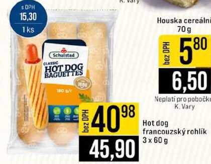 Hot dog francouzský rohlík 3 x 60 g 