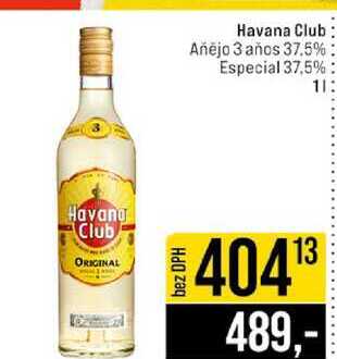 Havana Club Añejo 3 años 37.5% Especial 37.5% 1l