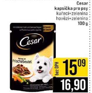 Cesar kapsička pro psy kuřecí+zelenina hovězí+zelenina: 100 g