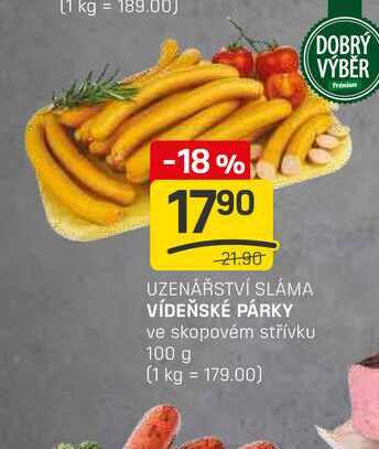 VÍDEŇSKÉ PÁRKY ve skopovém střívku 100 g