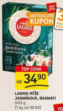 LAGRIS RÝŽE JASMÍNOVÁ, BASMATI 500 g 