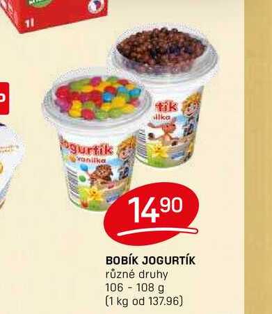 BOBÍK JOGURTÍK různé druhy 106-108 g 