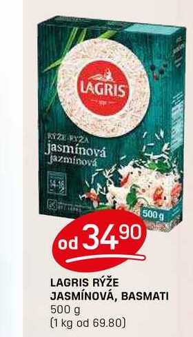 LAGRIS RÝŽE JASMÍNOVÁ, BASMATI 500 g