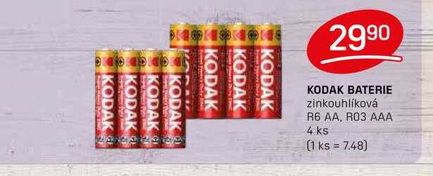 KODAK BATERIE zinkouhlíková R6 AA, R03 AAA 4 ks