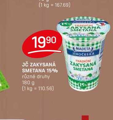 JČ ZAKYSANÁ SMETANA 15% různé druhy 180 g 