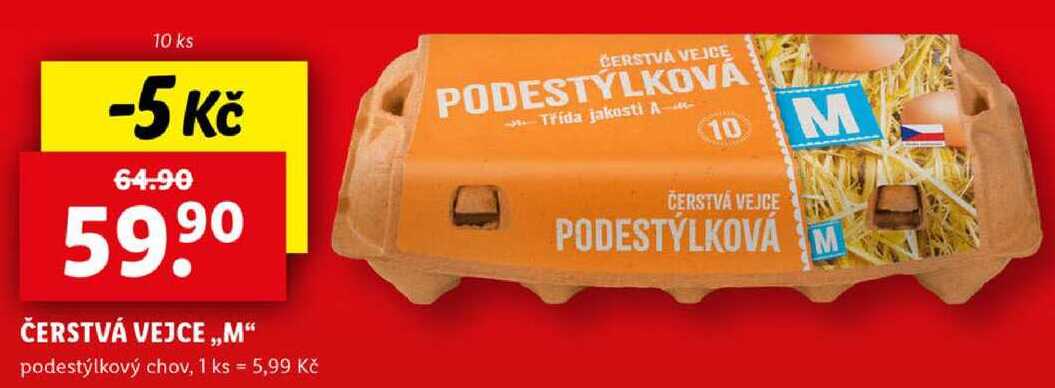 ČERSTVÁ VEJCE ,,M" podestýlkový chov, 10 ks