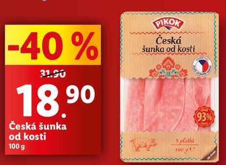 Česká šunka od kosti, 100 g 