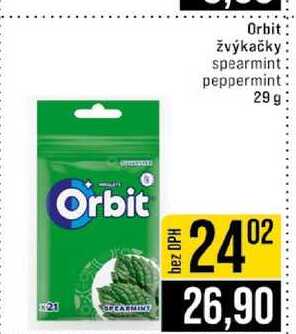 Orbit žvýkačky spearmint peppermint 29g