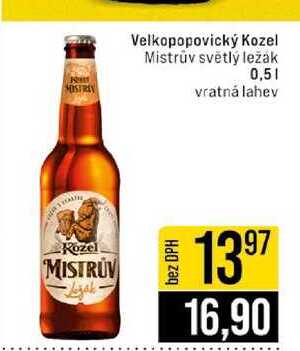 Velkopopovický Kozel Mistrův světlý ležák 0,5l