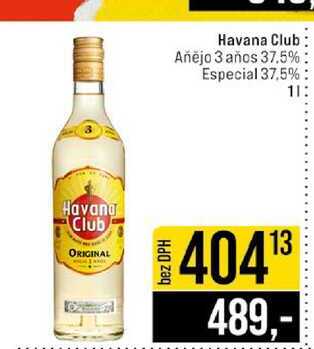Havana Club Añejo 3 años 37.5% Especial 37,5% 1l