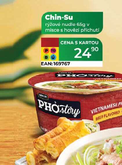 Chin-Su rýžové nudle 65g v misce s hovězí příchutí