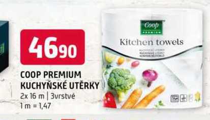 Coop premium kuchyńské utěrky 2x 16 m 3vrstvé 