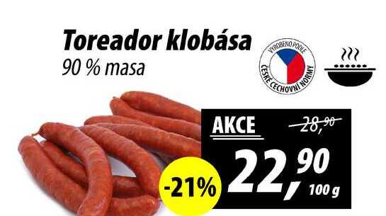 Toreador klobása 90% masa, 100 g 