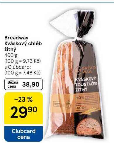 Breadway Kváskový chléb žitný, 400 g 