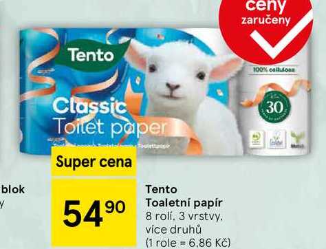 Tento Toaletní papír , 8 rolí, 3 vrstvy 