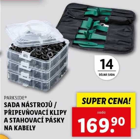 SADA NÁSTROJŮ / PŘIPEVŇOVACÍ KLIPY A STAHOVACÍ PÁSKY NA KABELY  