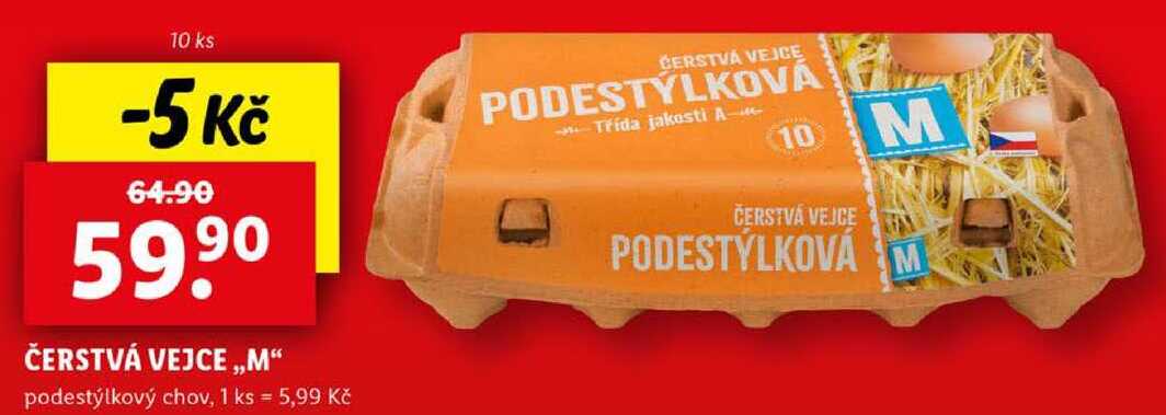 ČERSTVÁ VEJCE ,,M" podestýlkový chov, 10 ks