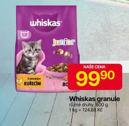 Whiskas granule různé druhy, 800 g 